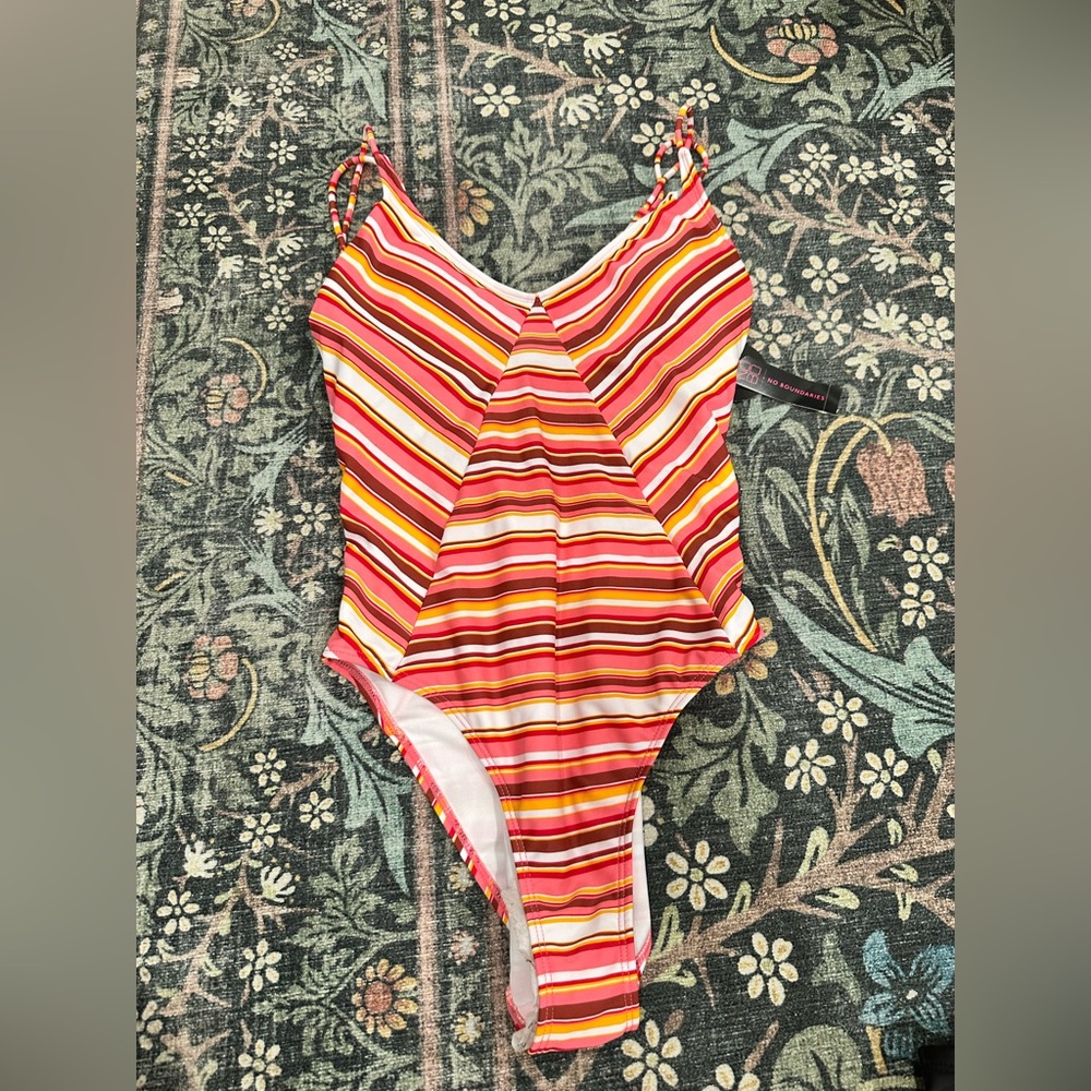 Striped Multicolor Swimsuit Medium New With Tag